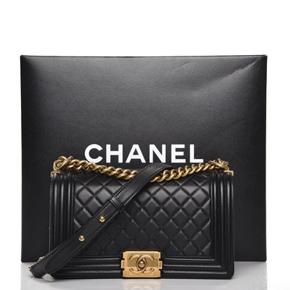 Chanel Lambskin Quilted Medium Boy Flap Black 8 of 8