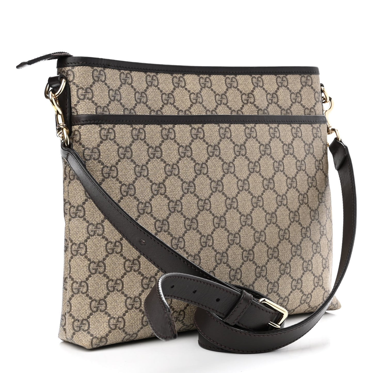 GG Plus Monogram Medium Flat Messenger Bag Dark Brown