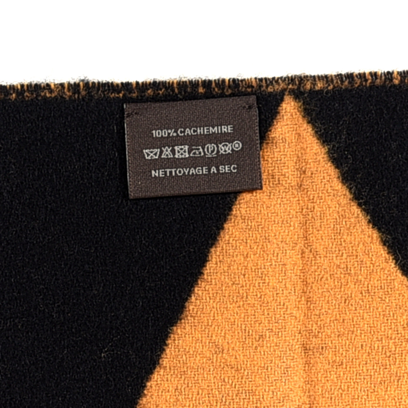 Hermes Cashmere Casaque Zig Zag Muffler Black Ocre Dore 4 of 4
