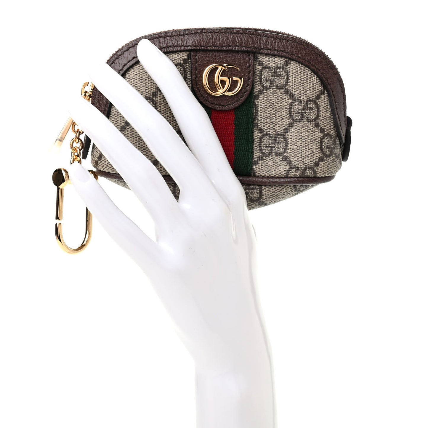 GG Supreme Monogram Web Ophidia Dome Key Pouch Beige New Acero