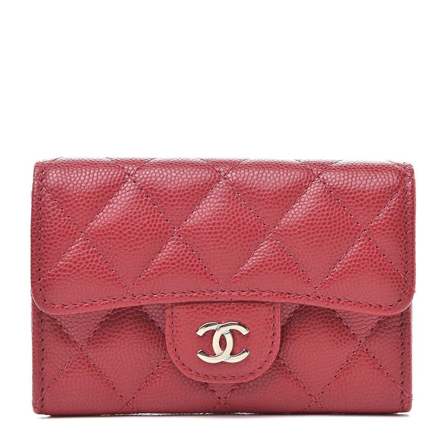 Chanel Caviar Quilted Flap Card Holder Pink 1 of 9