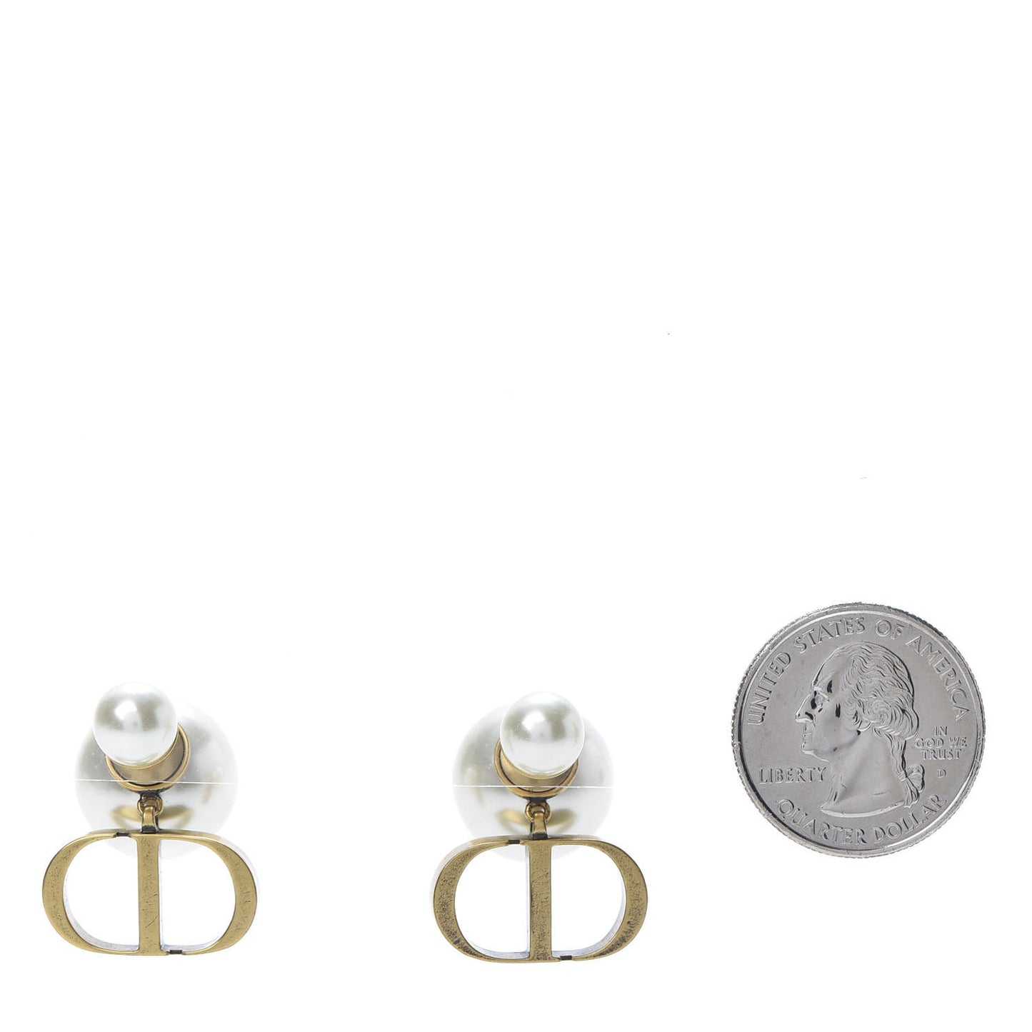 Pearl Logo Drop Earrings Gold
