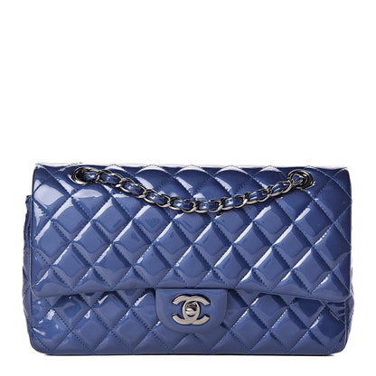 Chanel Patent Quilted Medium Double Flap Blue 1 of 14