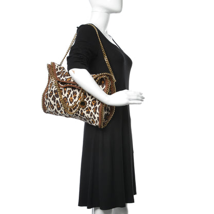Stella McCartney Linen Leopard Falabella Fold Over Tote Fawn 2 of 9
