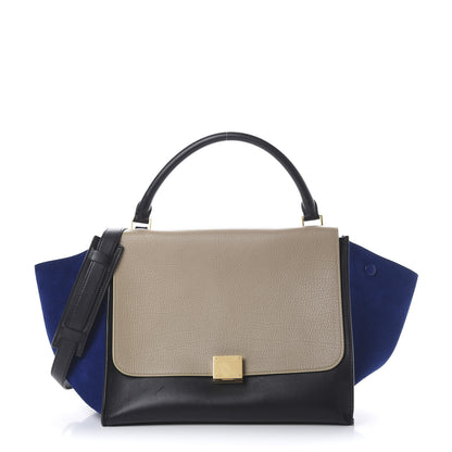 Celine Calfskin Suede Medium Tri-Color Trapeze Sand 1 of 17