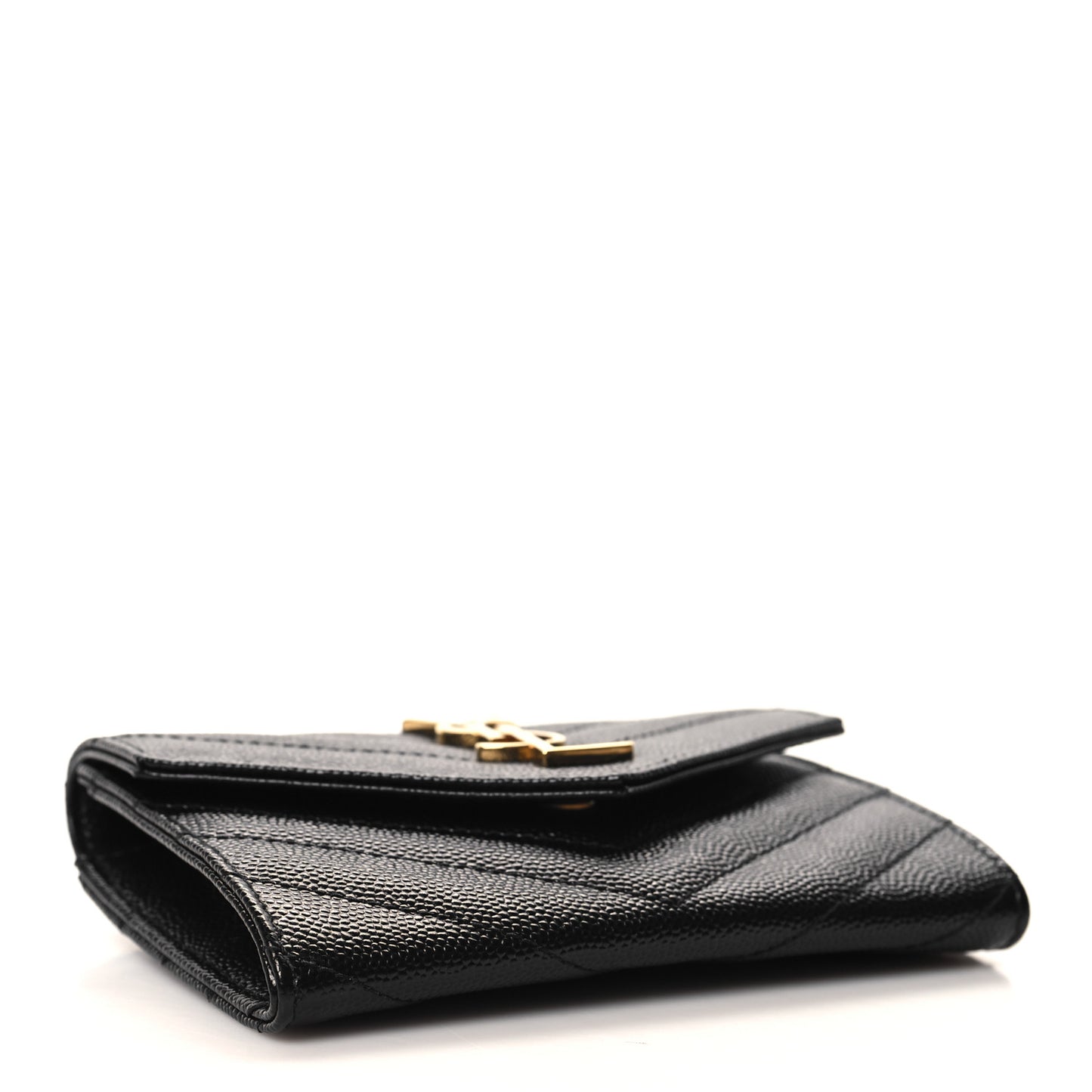 Grain De Poudre Matelasse Chevron Small Monogram Envelope Wallet Black