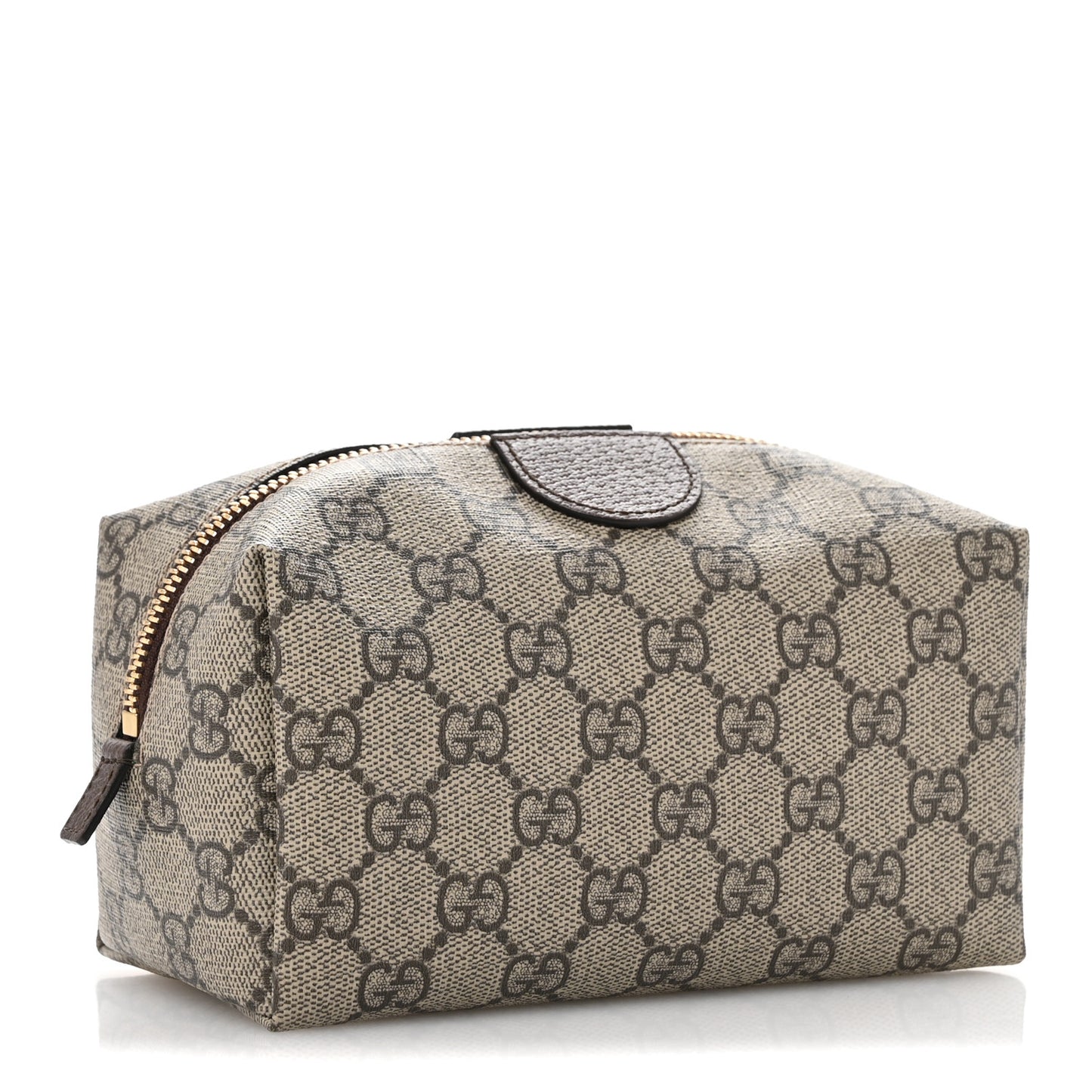 Soft GG Supreme Monogram Calfskin Medium Ophidia Cosmetic Case Beige Ebony New Acero