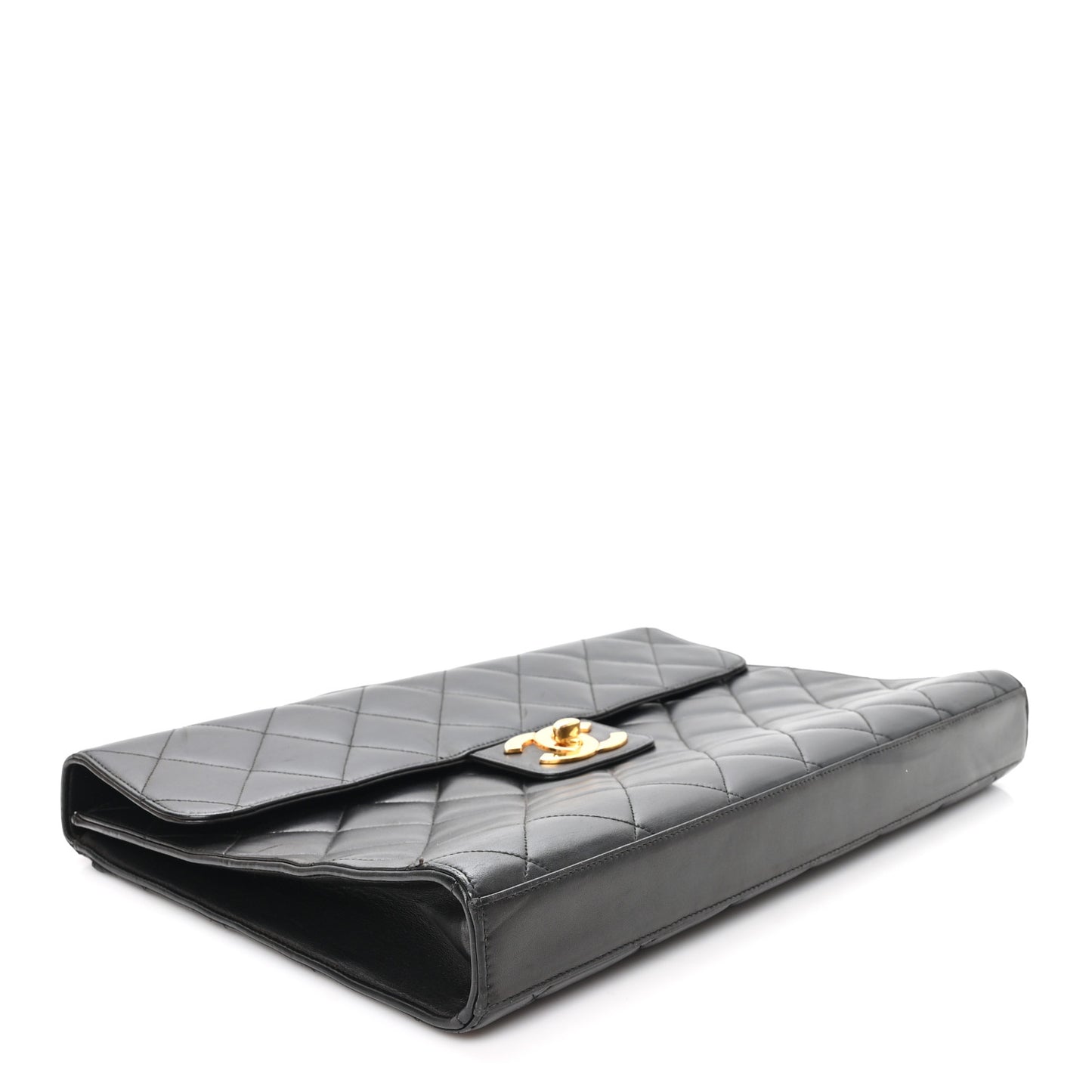 Lambskin Quilted Briefcase Laptop Bag Black