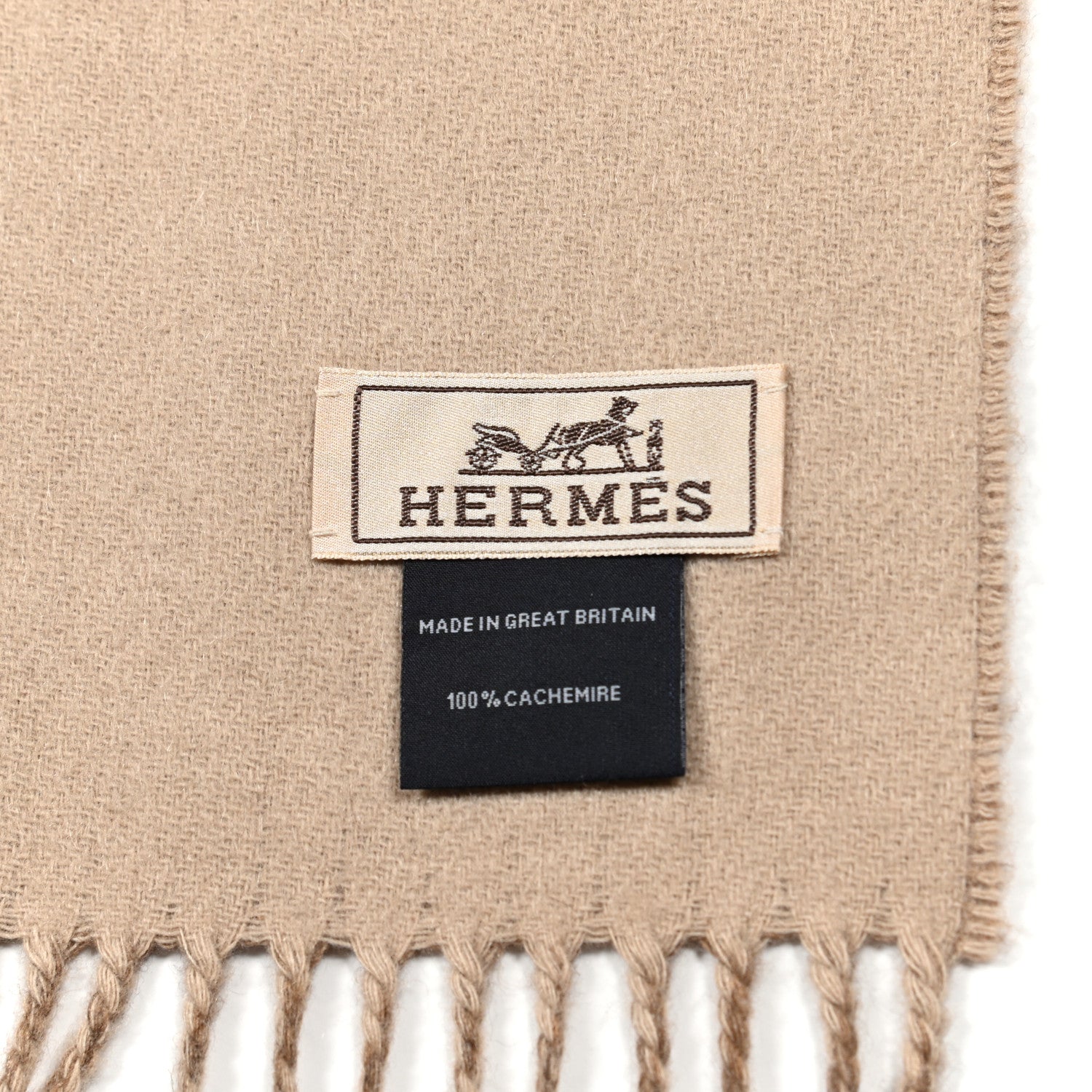 Hermes Cashmere Recto Verso Muffler Marron Glace Craie 4 of 4