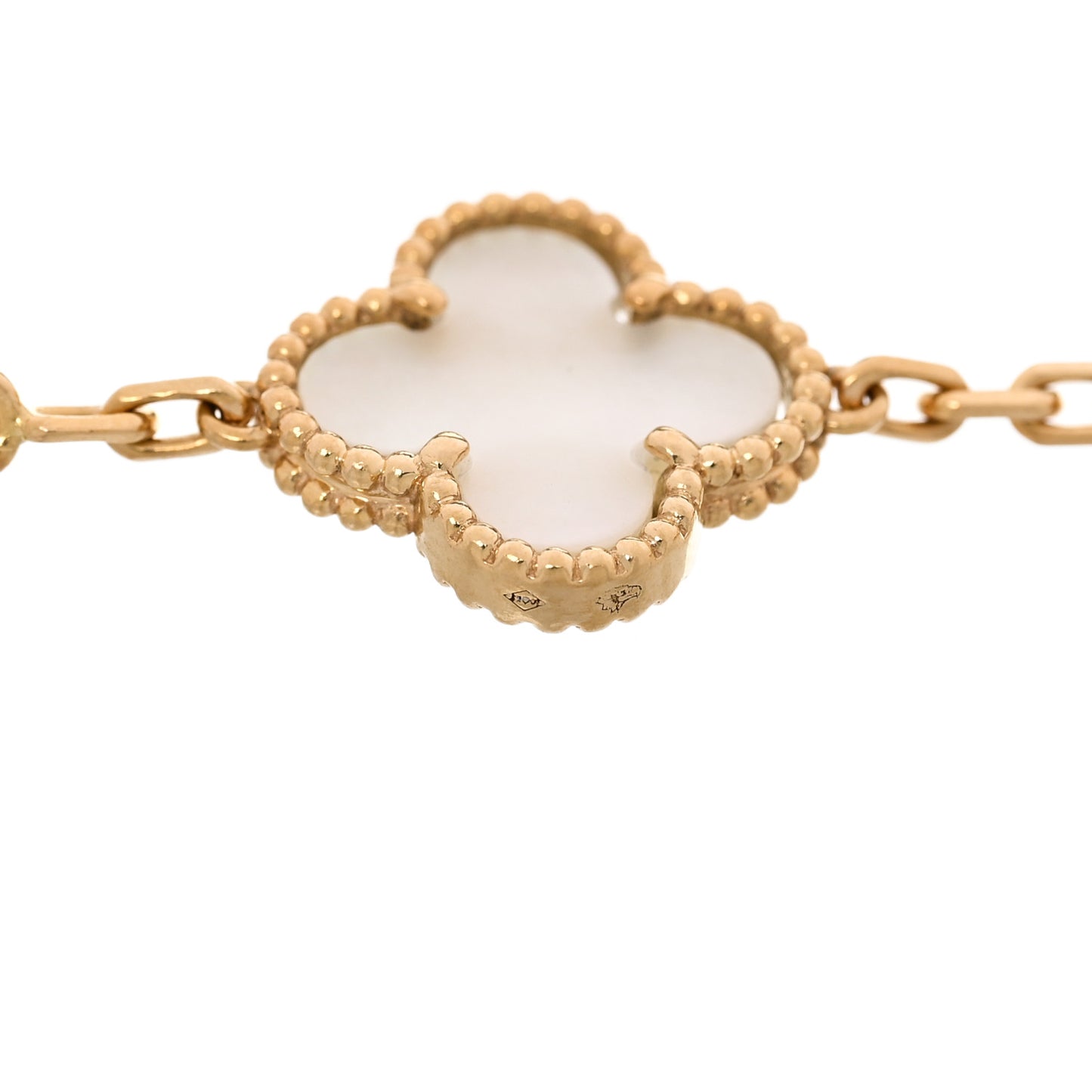 18K Yellow Gold Mother of Pearl 5 Motifs Vintage Alhambra Bracelet
