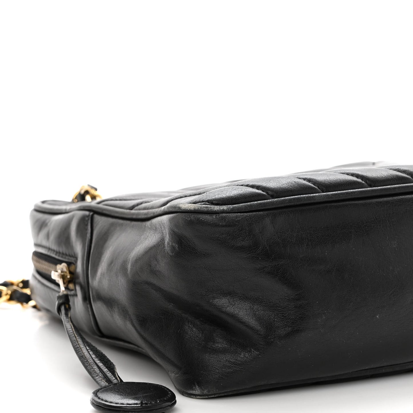 Lambskin Surpique Chevron Small Tote Black