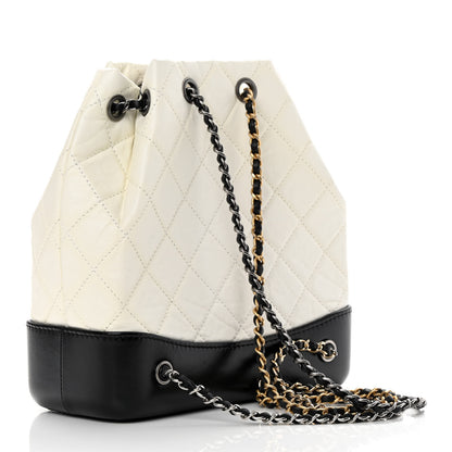 Chanel Aged Calfskin Quilted Small Gabrielle Backpack Black White 3 of 13