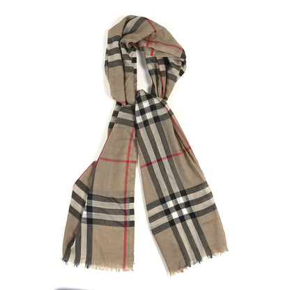 Burberry Wool Silk Gauze Giant Check Lightweight Scarf Camel 1 of 6