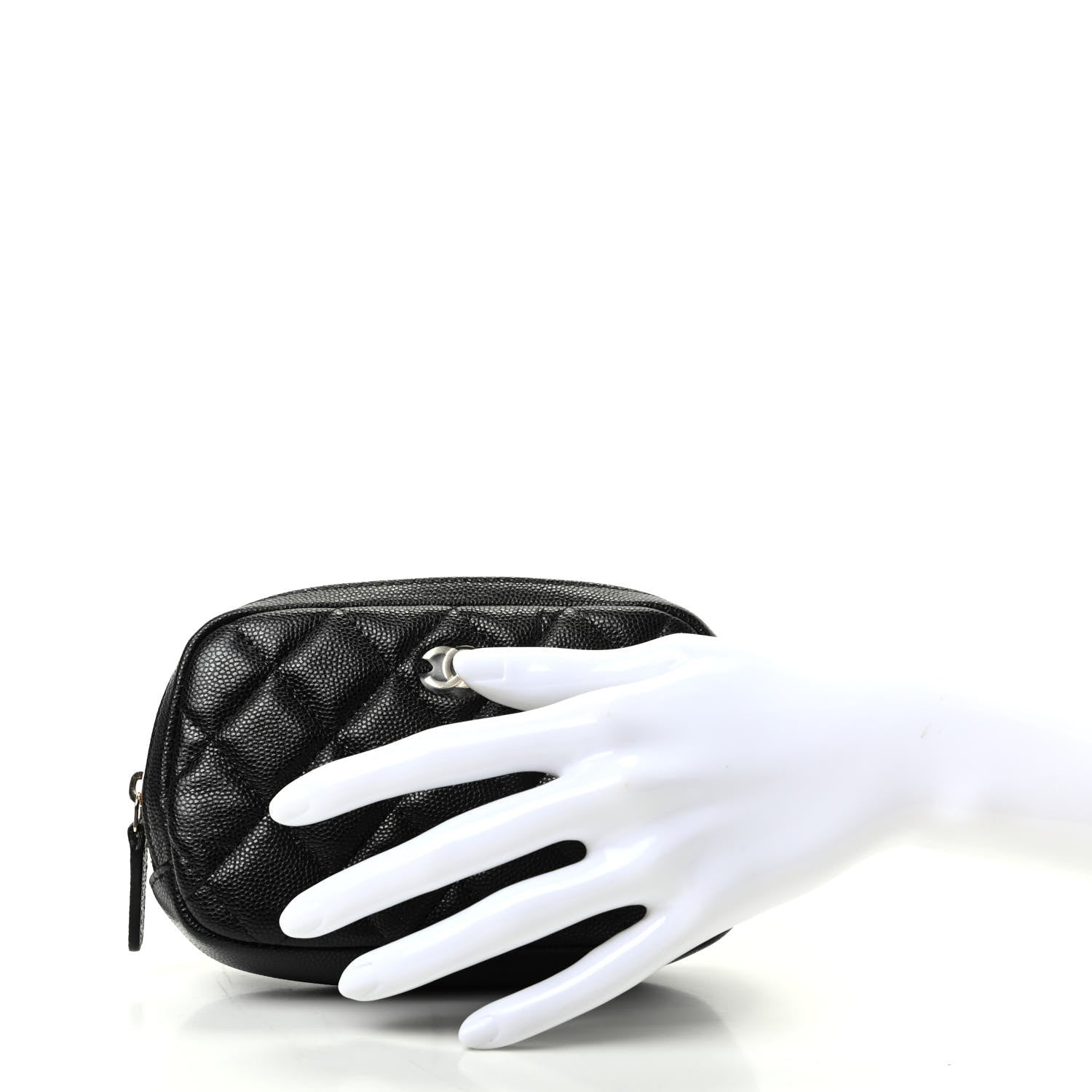 Chanel Caviar Quilted Small Curvy Pouch Cosmetic Case Black 2 of 8