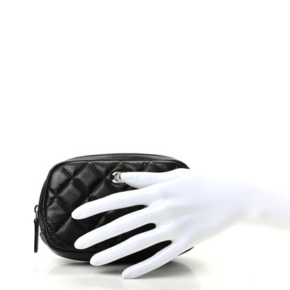 Chanel Caviar Quilted Small Curvy Pouch Cosmetic Case Black 2 of 8
