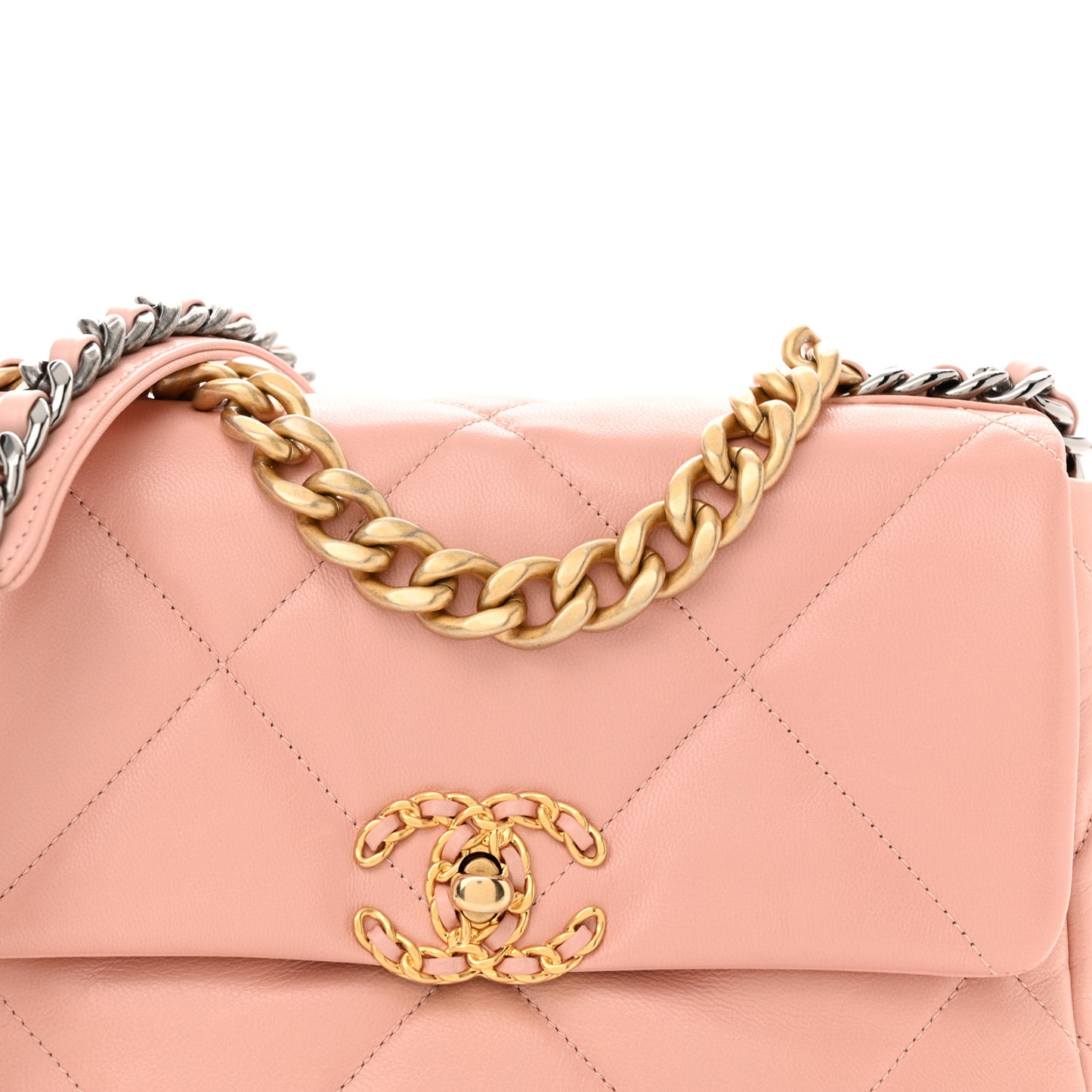 Goatskin Quilted Medium Chanel 19 Flap Light Pink