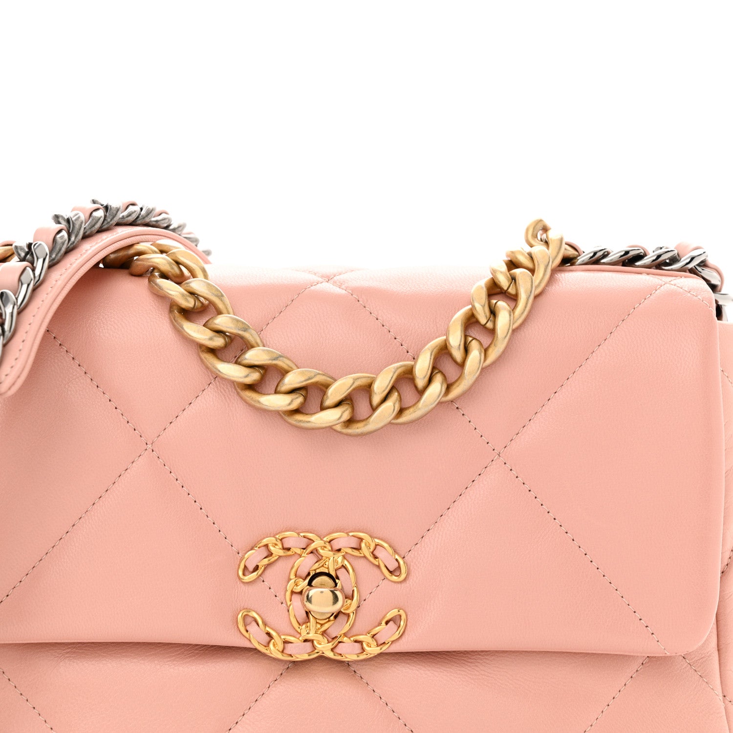 Chanel Goatskin Quilted Medium Chanel 19 Flap Light Pink 8 of 11