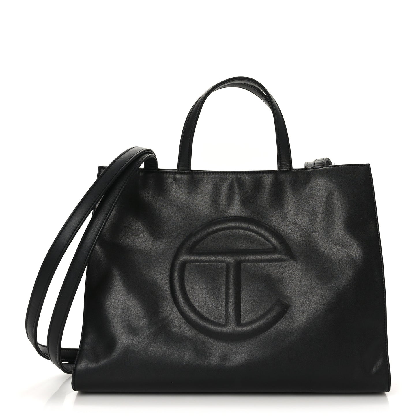 Vegan Leather Medium Shopping Bag Black