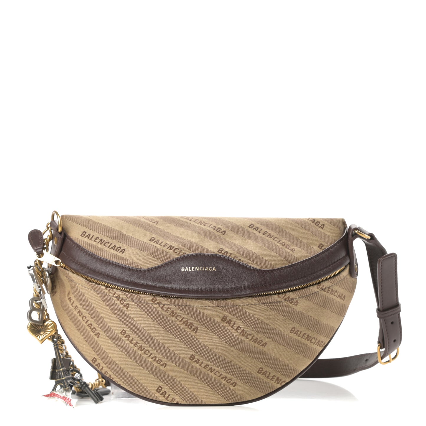 Canvas Jacquard Diagonal Allover Logo XS Souvenir Belt Bag Beige