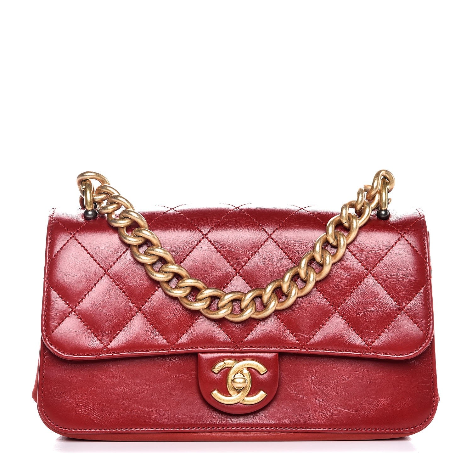 Chanel Iridescent Calfskin Quilted Small Straight Lined Flap Red 1 of 7