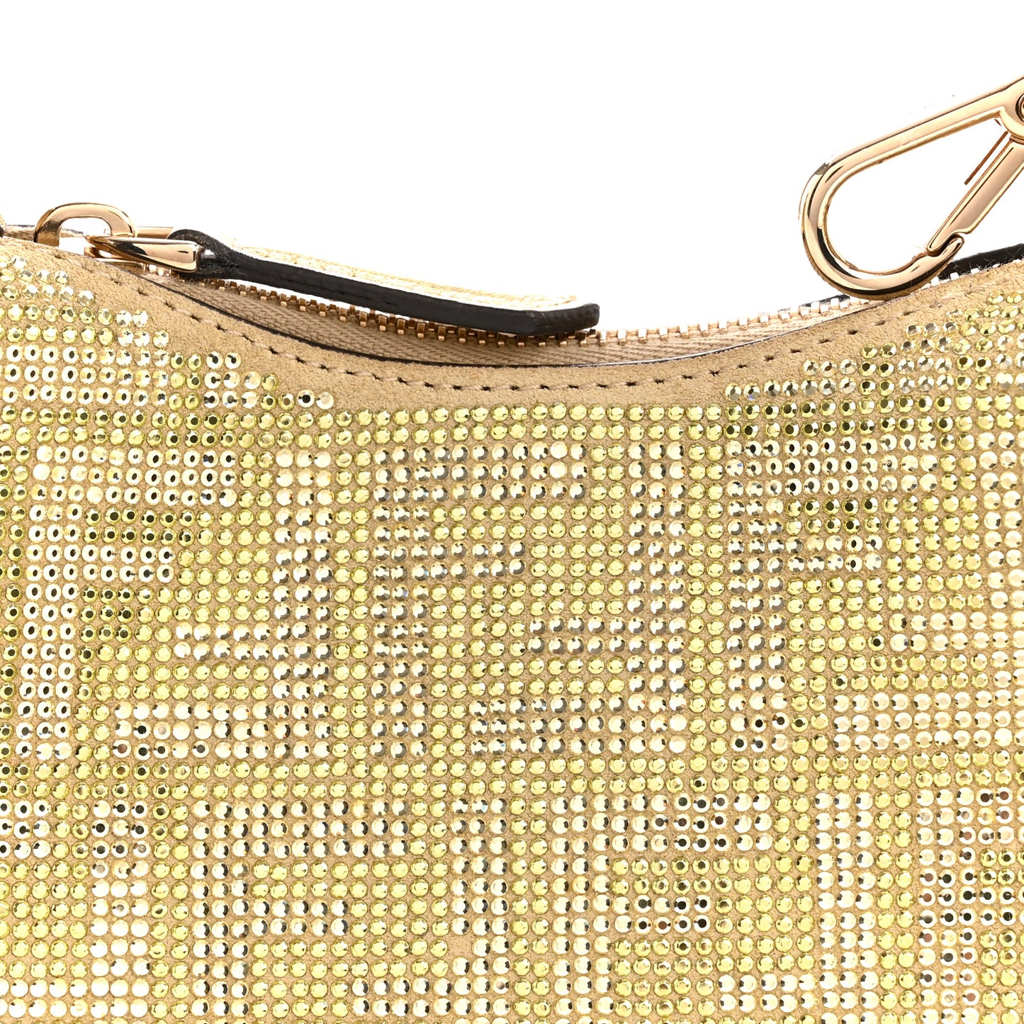 Crystal Vitello Laminato Suede FF Nano Fendigraphy Hobo Bag Platino