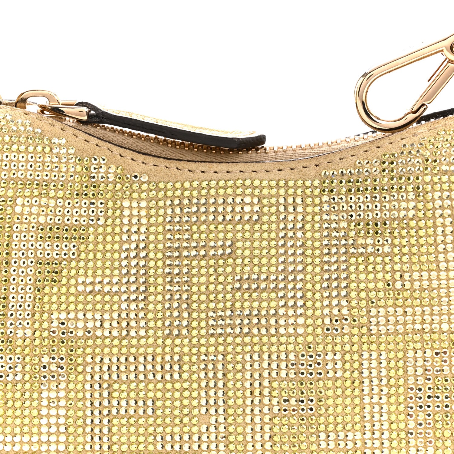 Fendi Crystal Vitello Laminato Suede FF Nano Fendigraphy Hobo Bag Platino 8 of 10