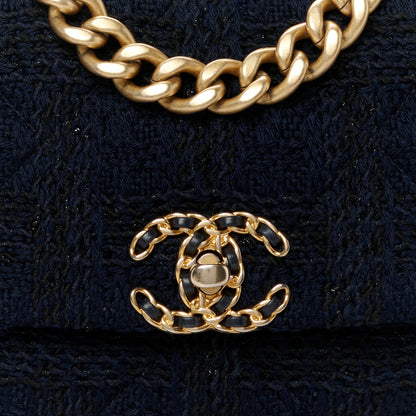 Chanel Tweed Quilted Medium Chanel 19 Flap Navy Blue Black 8 of 10