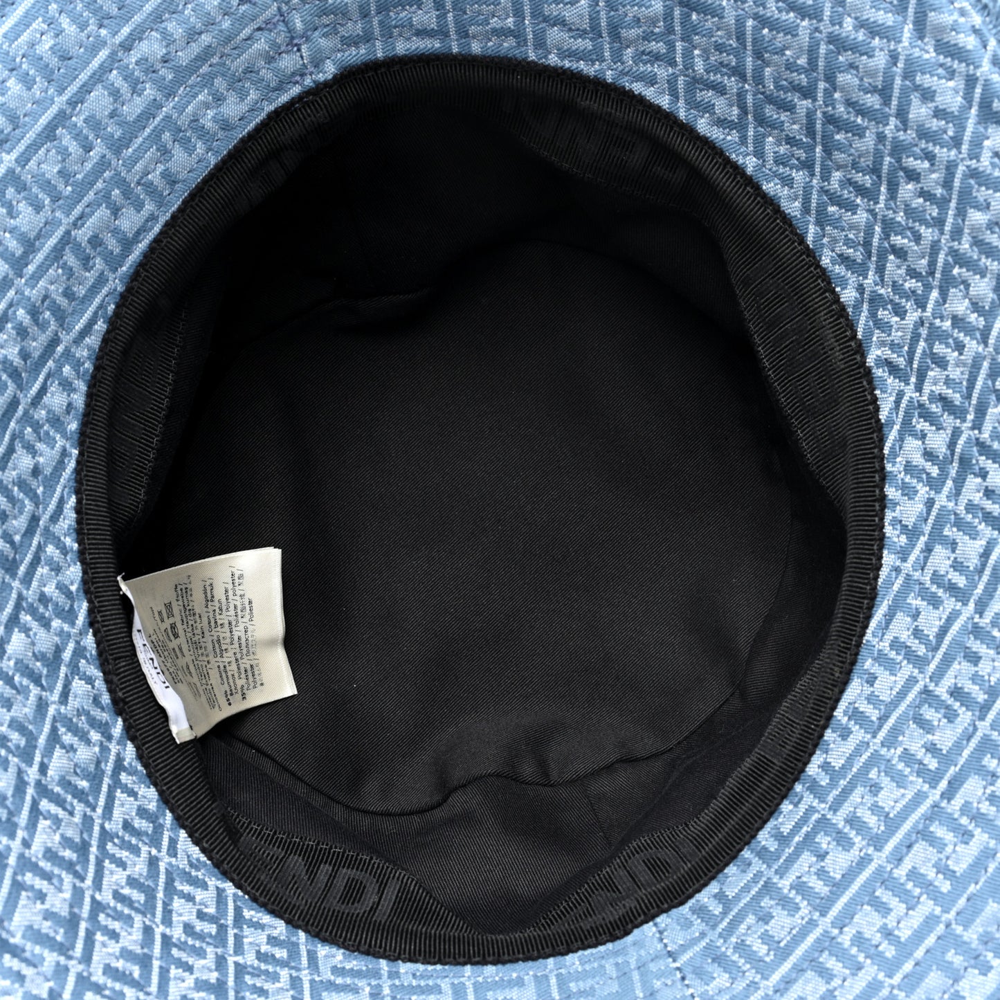 Denim Frayed FF Bucket Hat L Blue