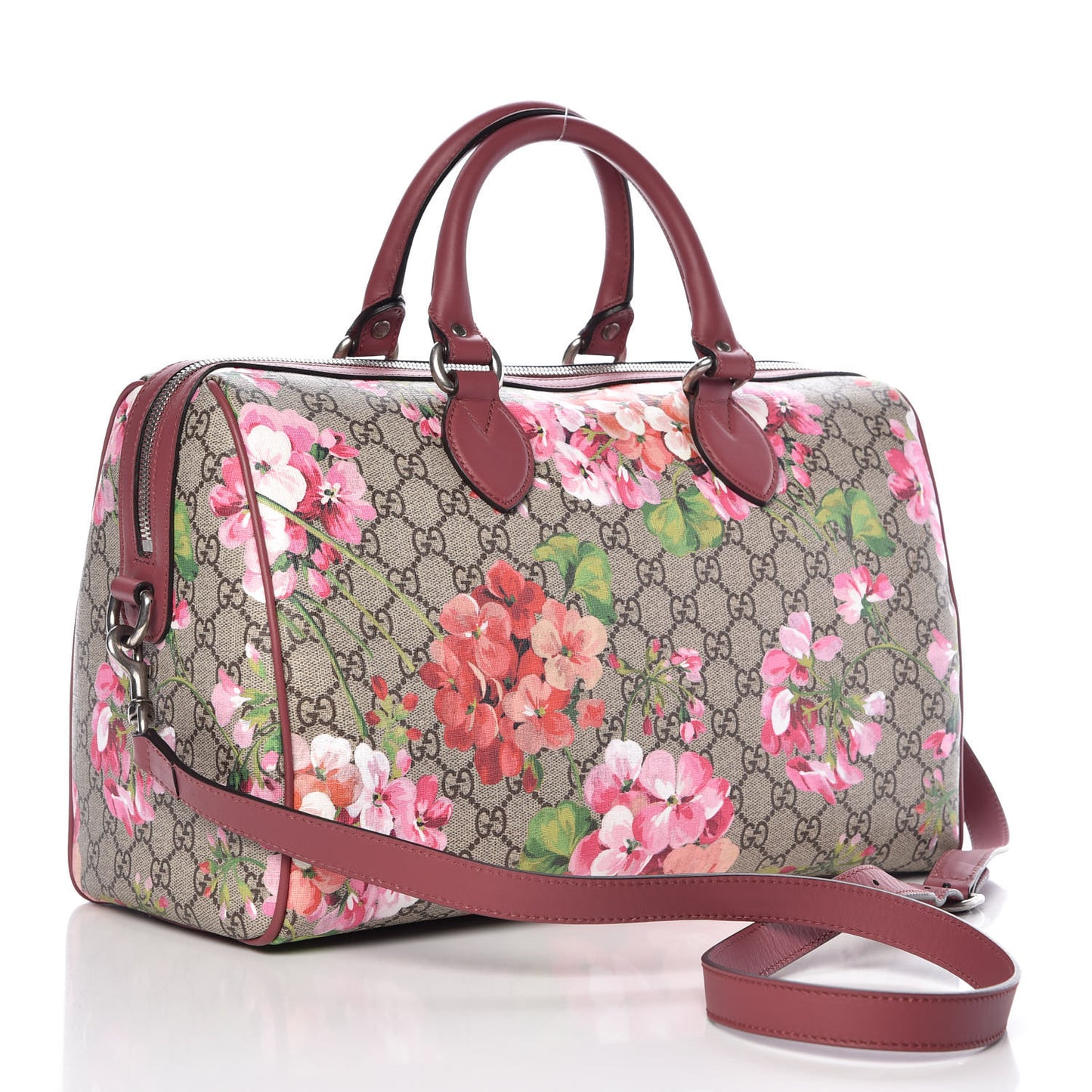 GG Supreme Monogram Blooms Medium Boston Beige Multicolor Dry Rose