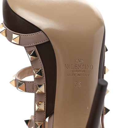 Valentino Garavani Calfskin Nappa Rockstud Ankle Strap 100mm Pumps 38 Cacao Poudre 6 of 10