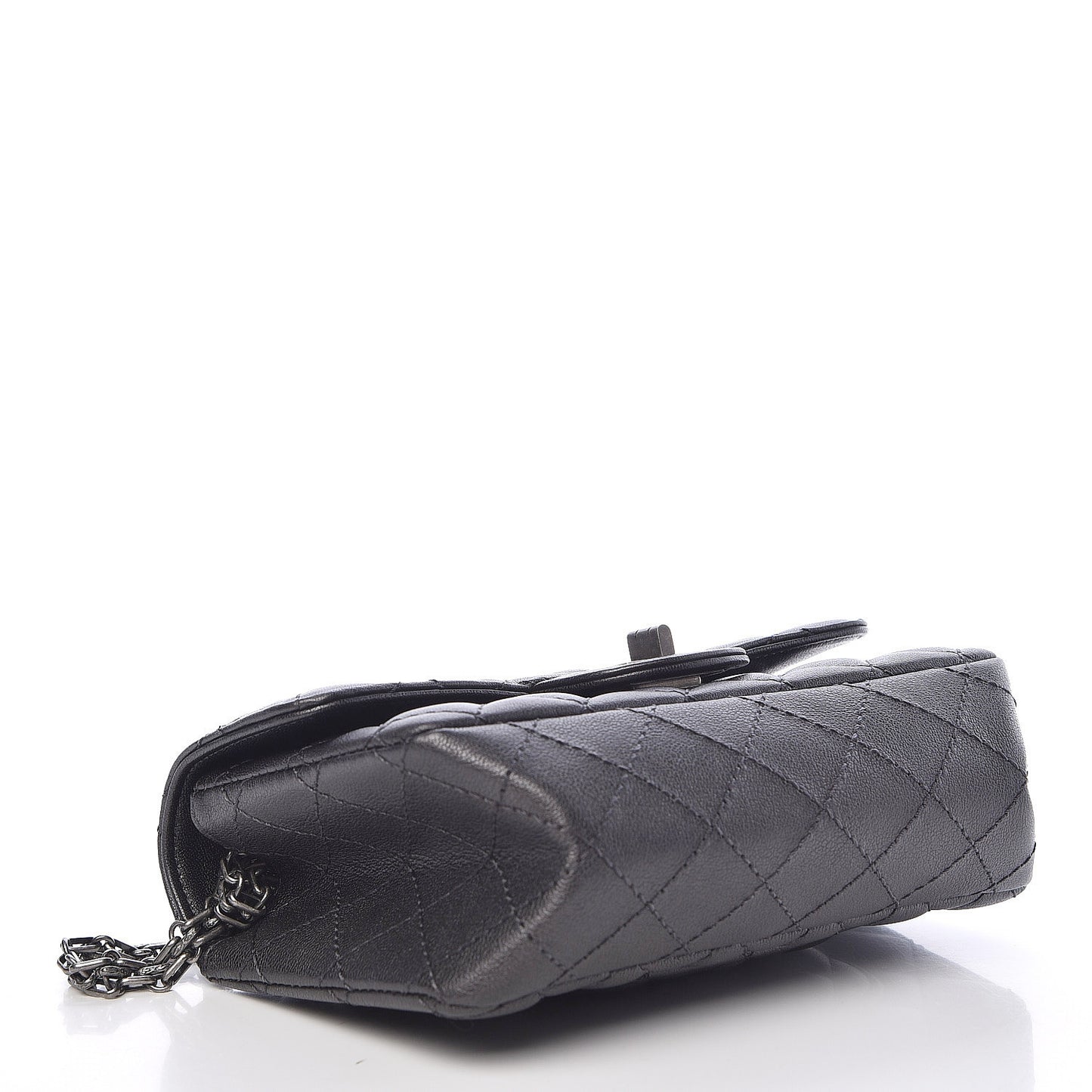 Metallic Sheepskin Quilted 2.55 Reissue Mini Flap Dark Silver