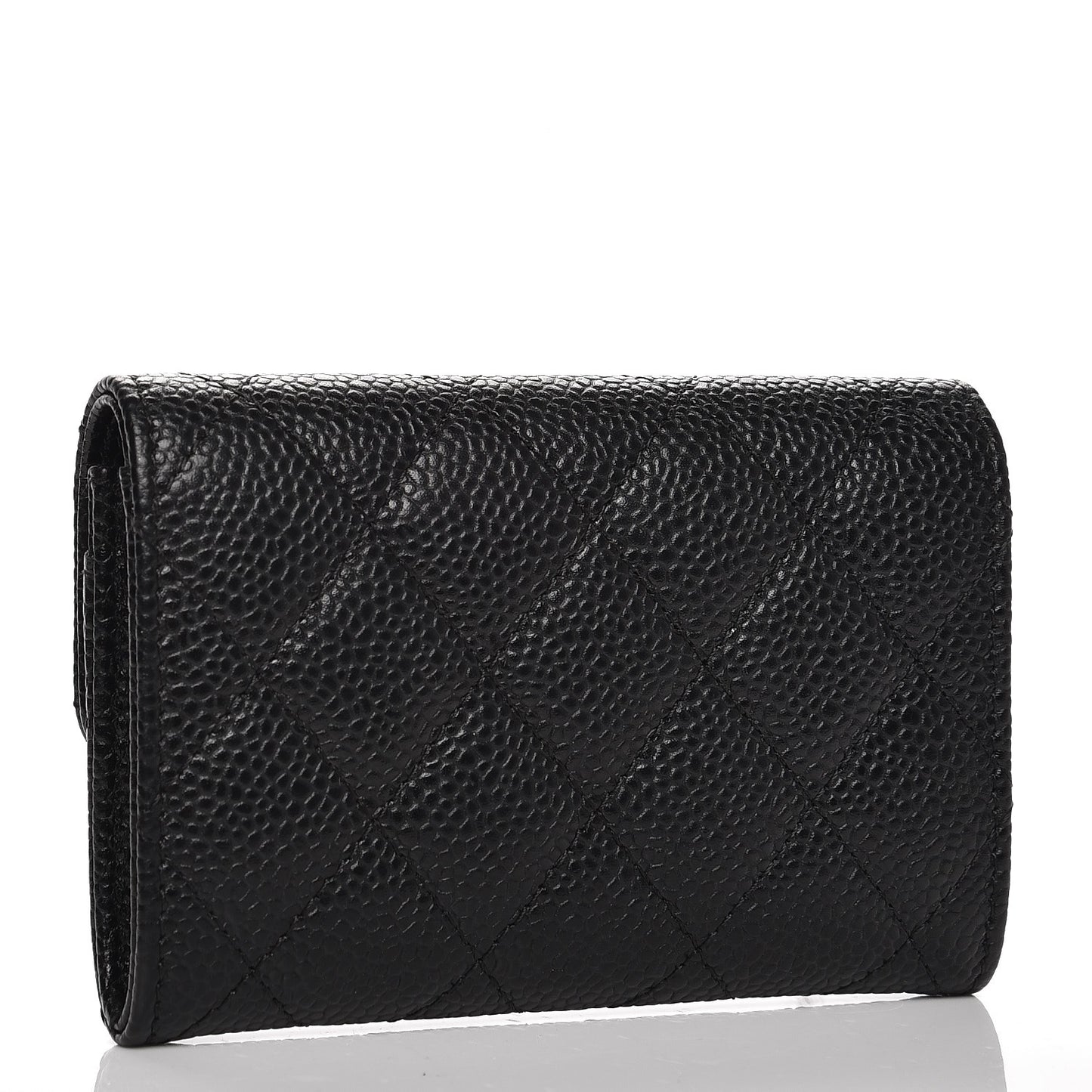 Caviar Quilted Flap Card Holder Black