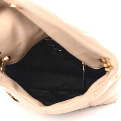 Saint Laurent Lambskin Quilted Small Loulou Puffer Monogram Chain Satchel Dark Beige 7 of 11