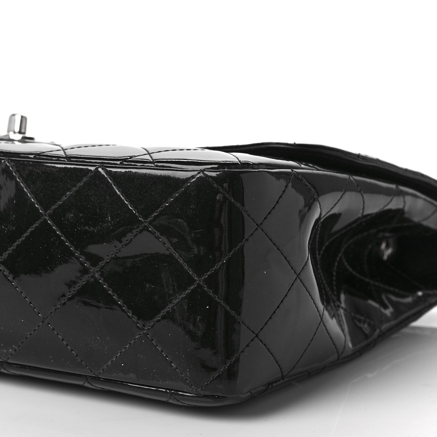 Patent Quilted Jumbo Single Flap Black