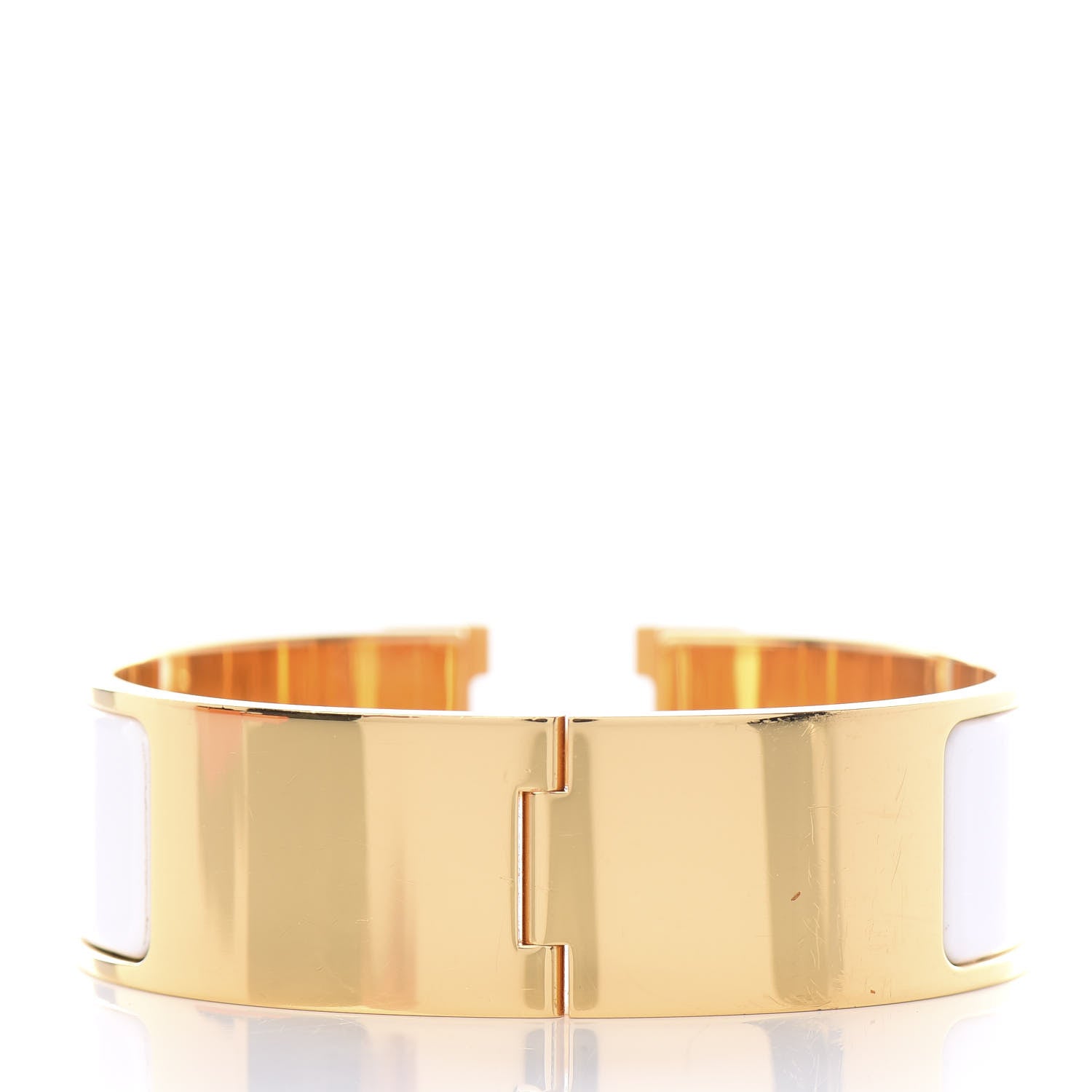 Hermes Enamel Wide Clic Clac H Bracelet GM White 2 of 5