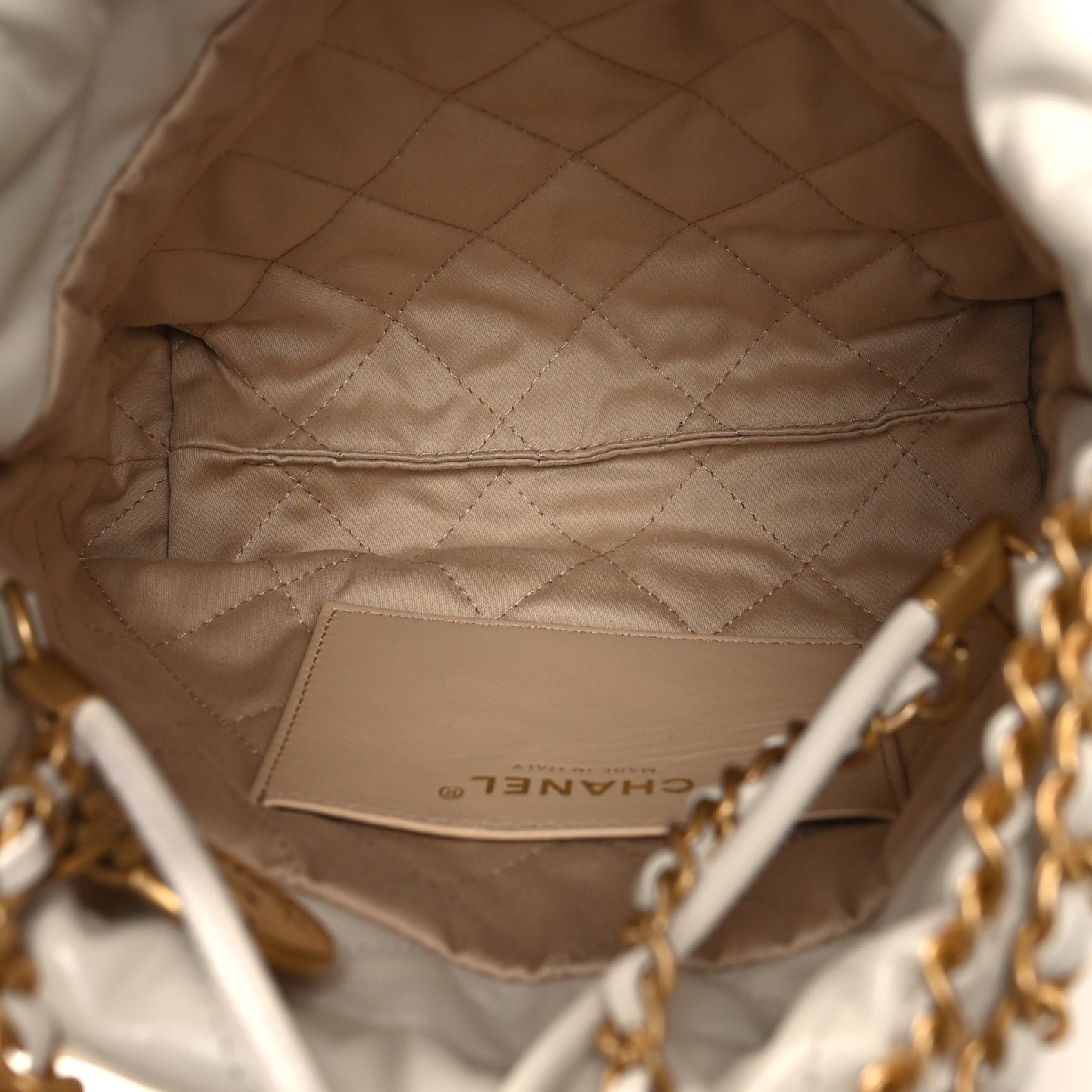 Shiny Calfskin Quilted Mini Chanel 22 White