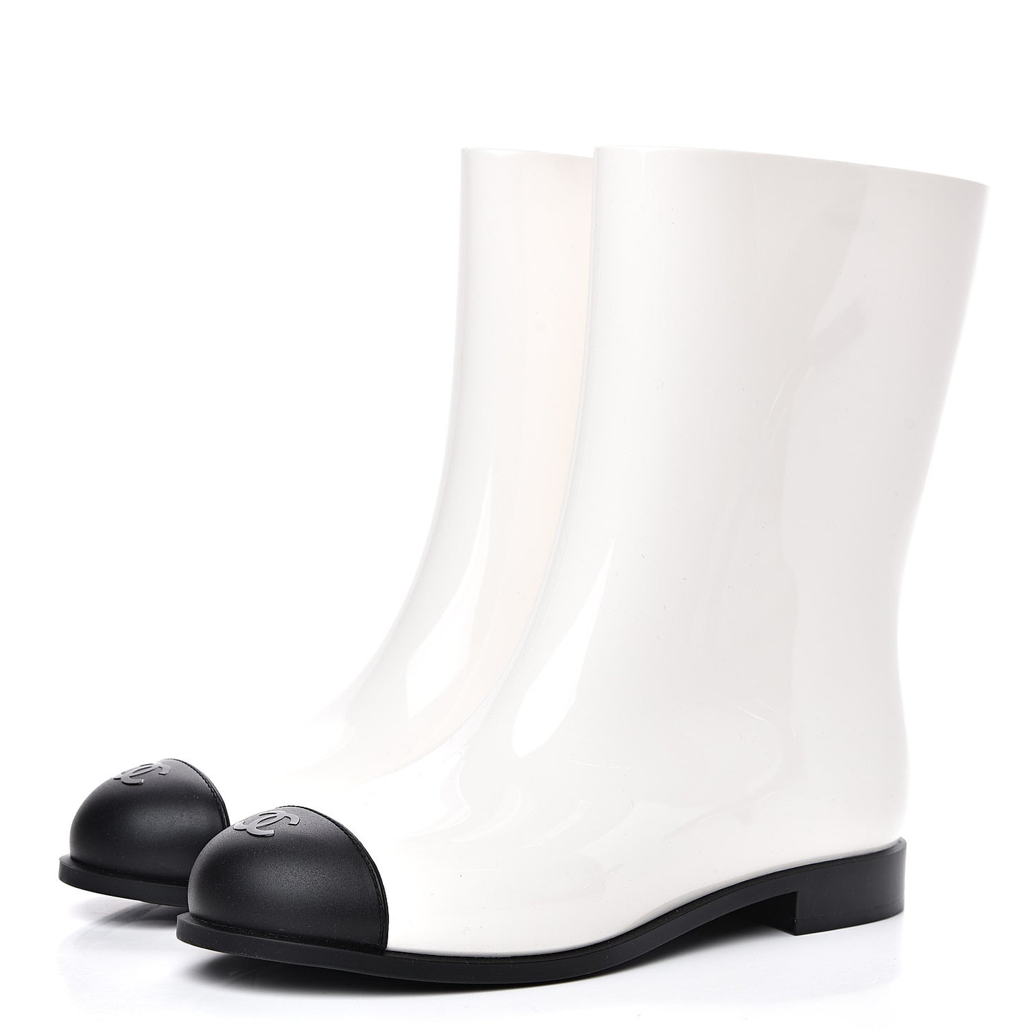 Rubber Rain Boots 40 Ivory Black