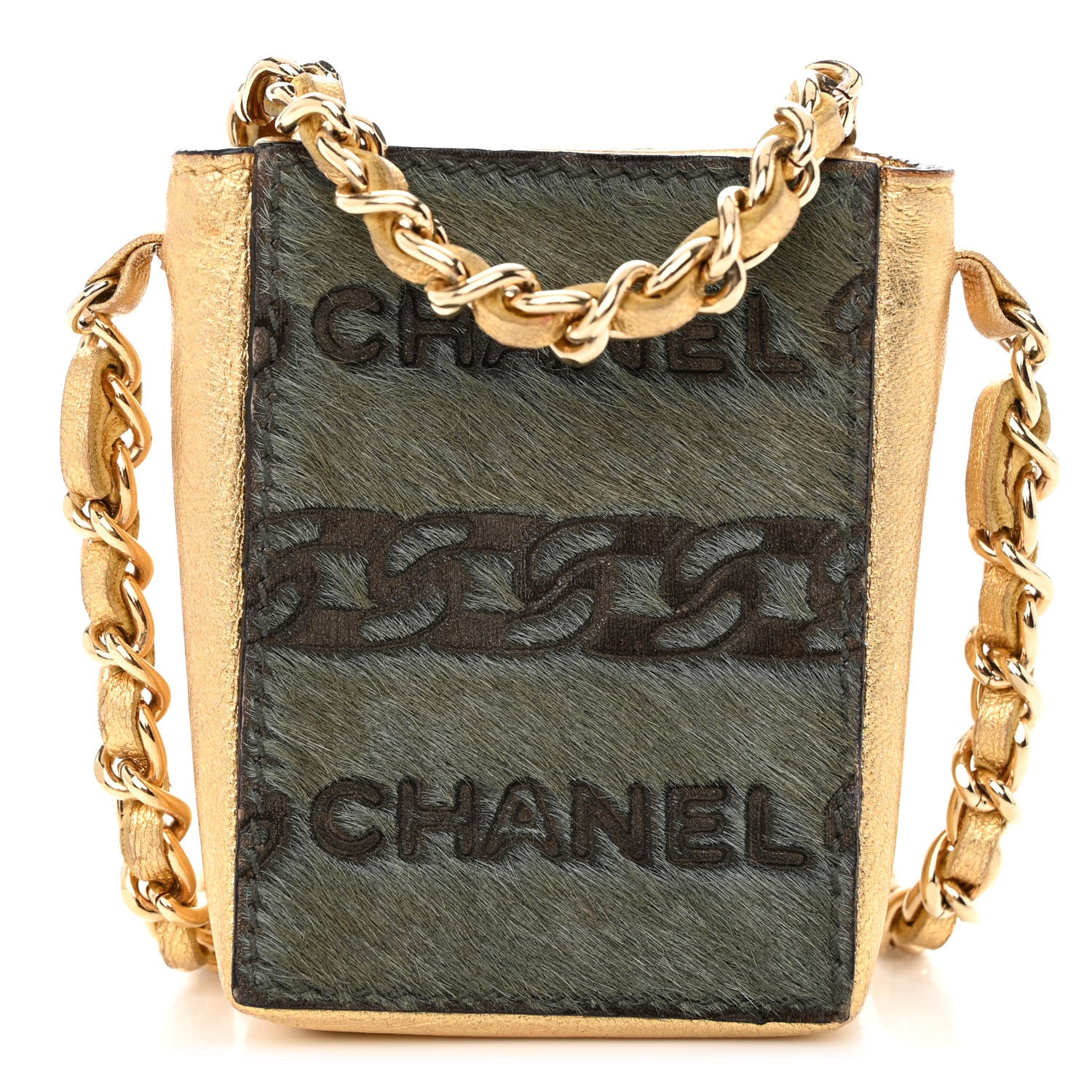 Chanel Lambskin Pony Hair Cigarette Case Green 1 of 10