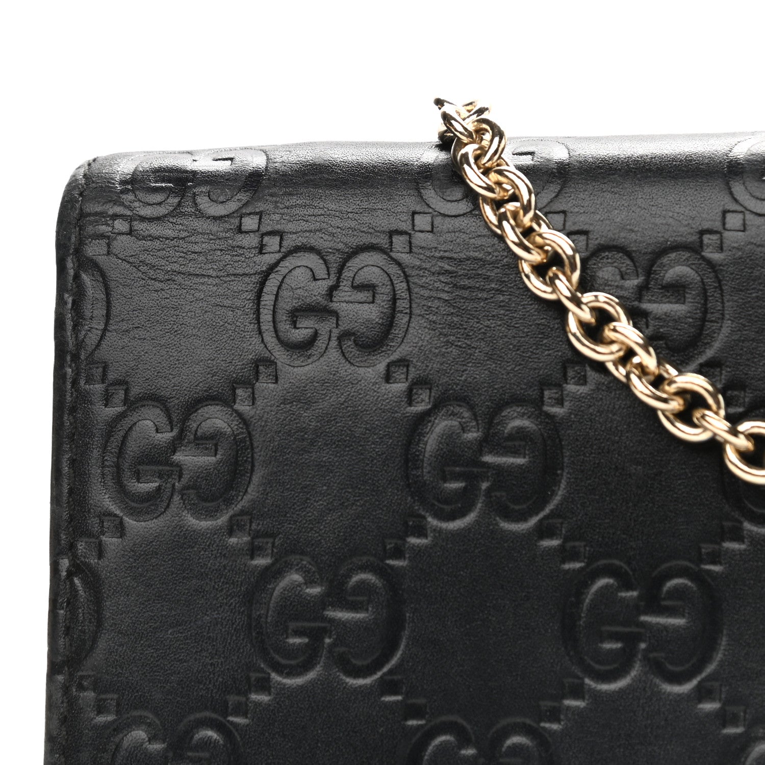 Gucci Guccissima Margaux Calfskin Metal Bar Chain Wallet Black 12 of 13