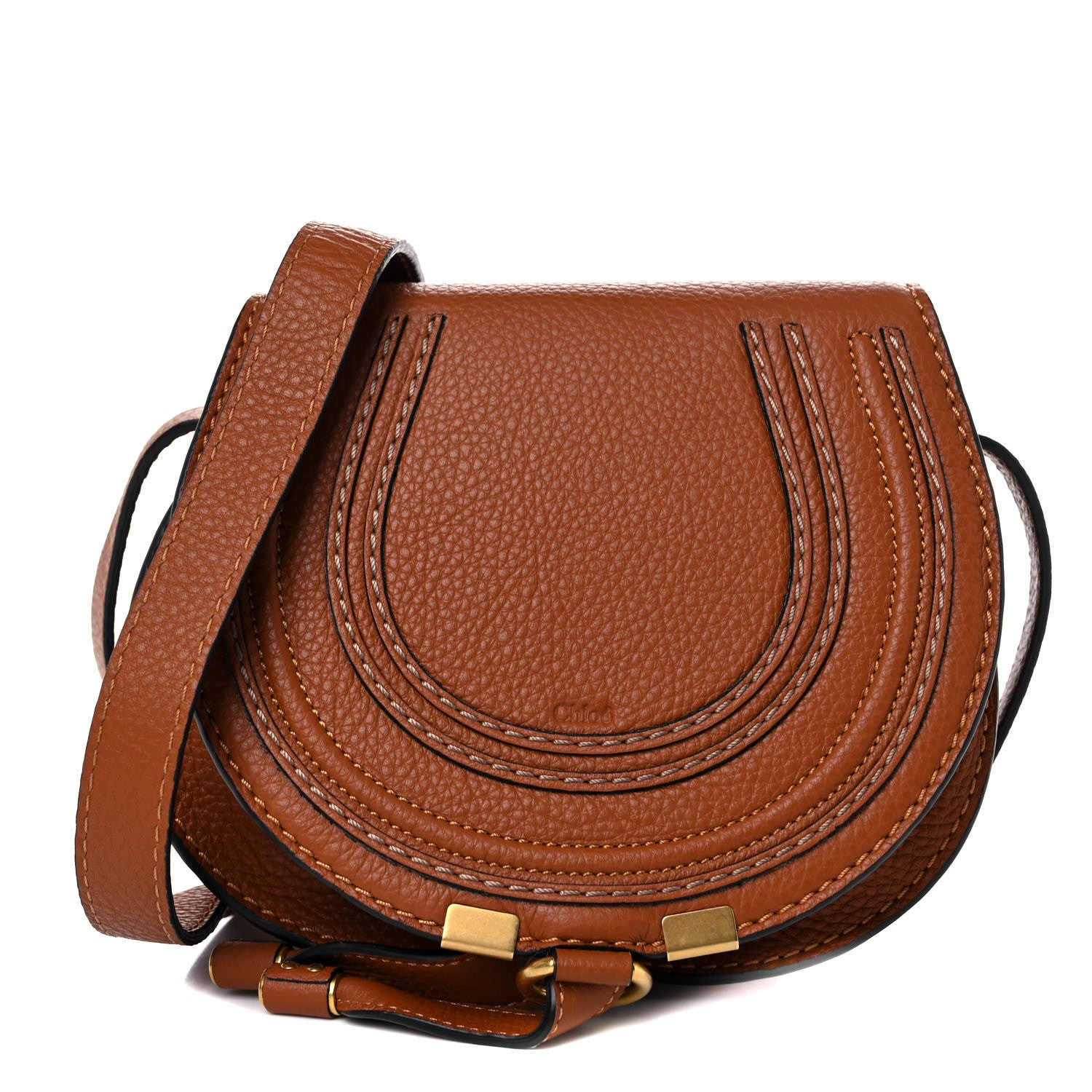 Chloe Calfskin Mini Marcie Round Crossbody Bag Tan 1 of 11