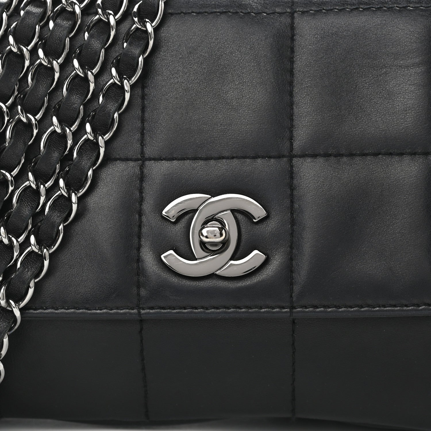 Chanel Lambskin Chocolate Bar Quilted Lambskin 5 Chain Flap Black 7 of 9