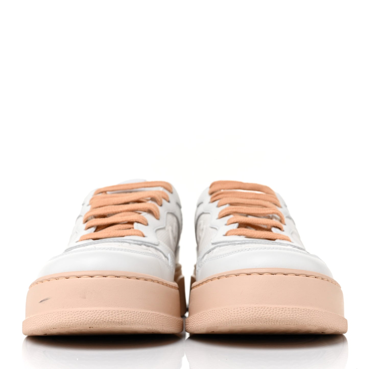 Calfskin GG Tennis Embossed Womens Platform 55mm Sneakers 37.5 White