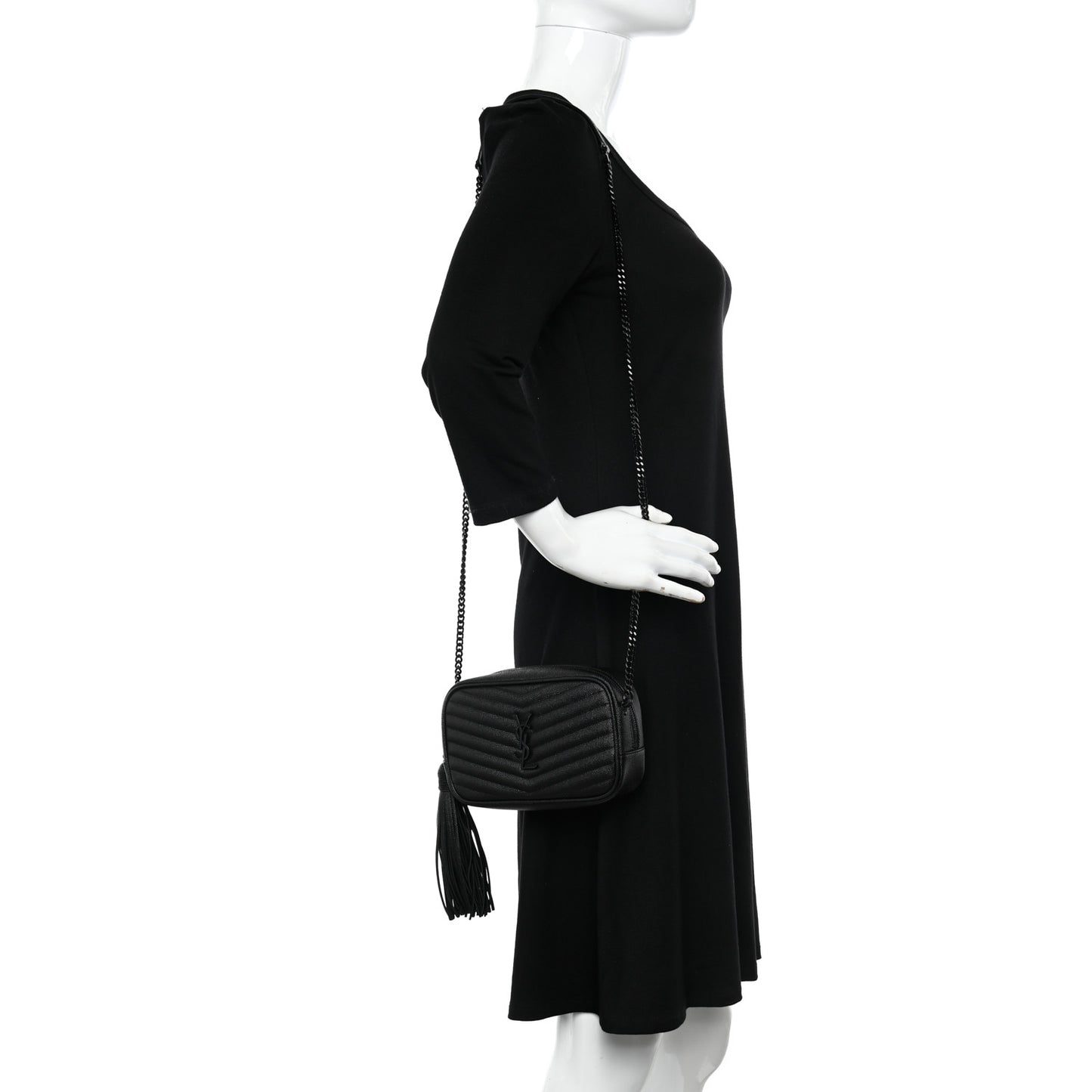 Grain De Poudre Matelasse Monochrome Monogram Mini Lou Camera Bag Black
