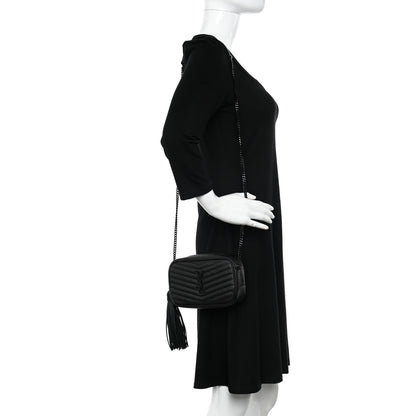 Saint Laurent Grain De Poudre Matelasse Monochrome Monogram Mini Lou Camera Bag Black 3 of 9