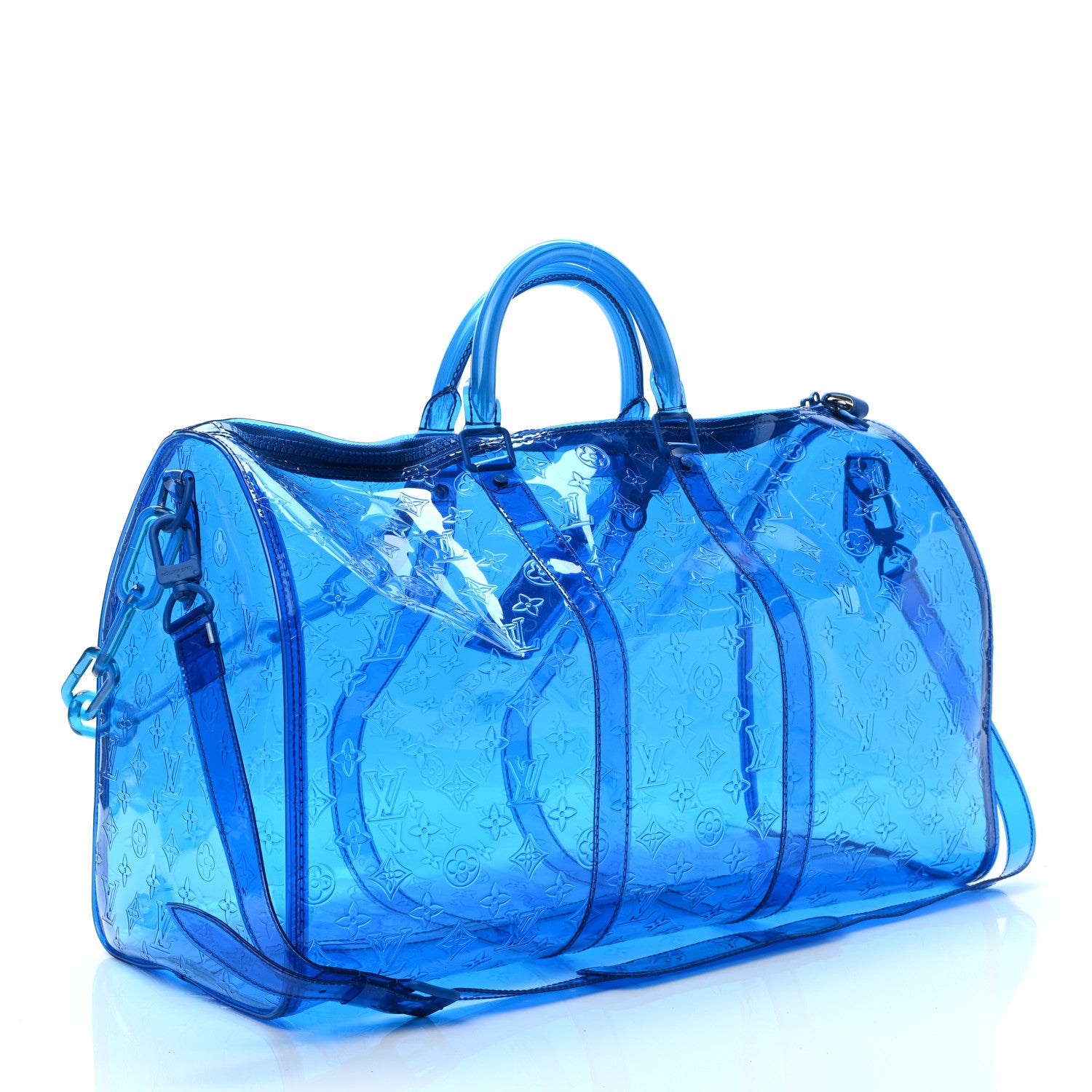 Louis Vuitton PVC Monogram Keepall Bandouliere 50 Blue 3 of 10