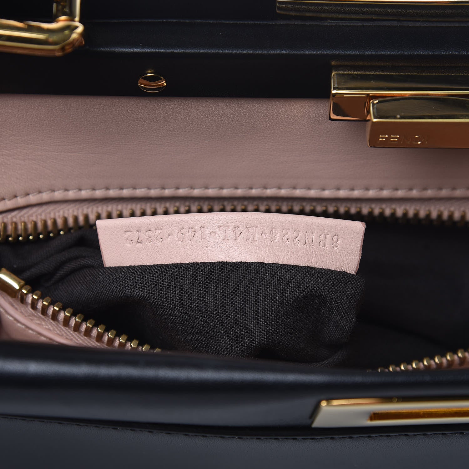 Fendi Vitello Morgan Shiny Nappa Medium Peekaboo Iconic Satchel Black 9 of 9