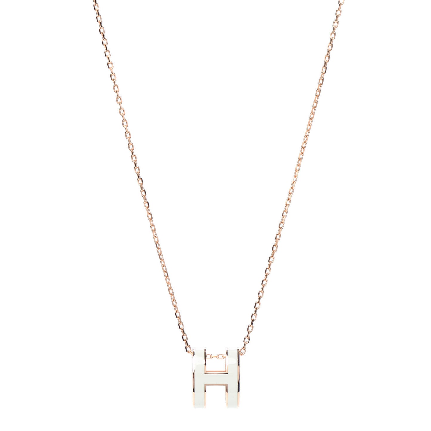 Lacquered Rose Gold Pop H Pendant Necklace White