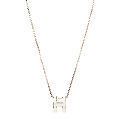 Hermes Lacquered Rose Gold Pop H Pendant Necklace White 1 of 4