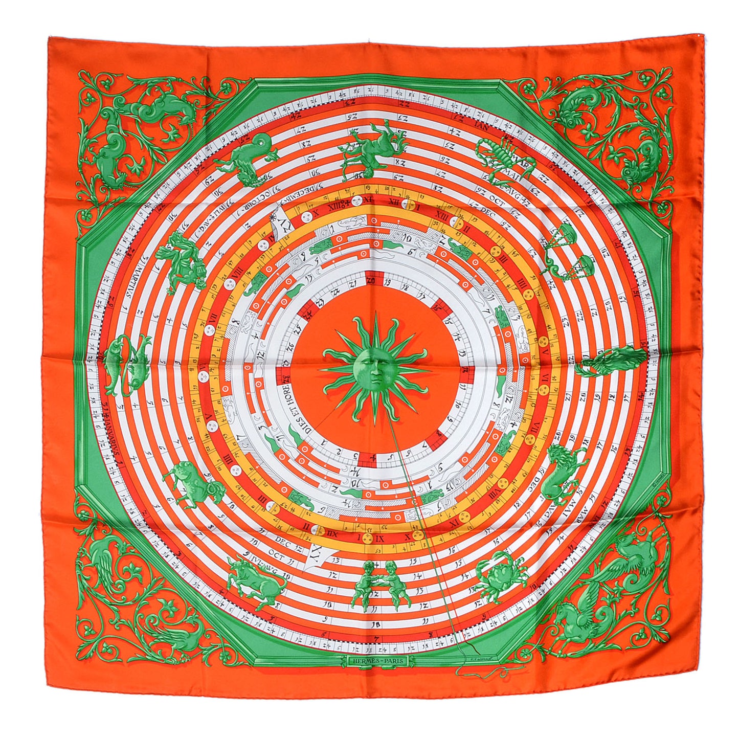 Silk Astrologie Scarf 90 Capucine Menthe Blanc