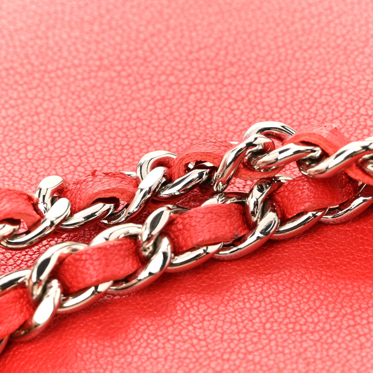 Chanel Grained Calfskin Quilted CC Box Wallet On Chain WOC Red 14 of 15